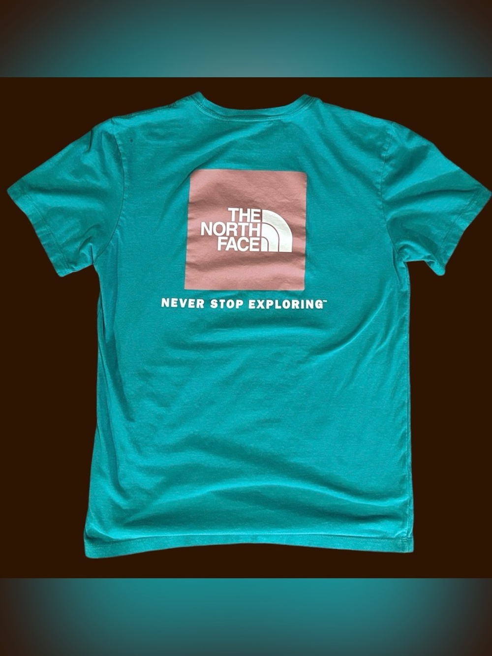 The North Face Turquoise & Salmon Box Logo T-Shirt Medium